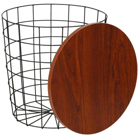 MASA ROTUNDA CU COS DEPOZITARE, MDF, BAZA METALICA, NEGRU SI MARO, 30.5/39X40 CM, SPRINGOS [5]