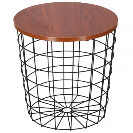 Mese - MASA ROTUNDA CU COS DEPOZITARE, MDF, BAZA METALICA, NEGRU SI MARO, 30.5/39X40 CM, SPRINGOS