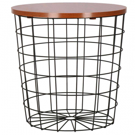 MASA ROTUNDA CU COS DEPOZITARE, MDF, BAZA METALICA, NEGRU SI MARO, 30.5/39X40 CM, SPRINGOS [6]
