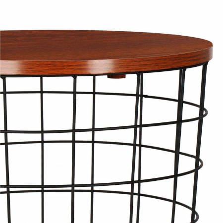 MASA ROTUNDA CU COS DEPOZITARE, MDF, BAZA METALICA, NEGRU SI MARO, 30.5/39X40 CM, SPRINGOS [4]
