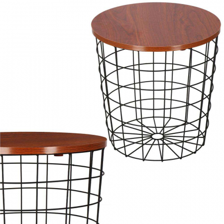 MASA ROTUNDA CU COS DEPOZITARE, MDF, BAZA METALICA, NEGRU SI MARO, 30.5/39X40 CM, SPRINGOS [8]