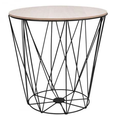 Mese - MASA ROTUNDA CU COS DEPOZITARE, MDF, BAZA METALICA, NEGRU SI NATUR, 24/35X35 CM, SPRINGOS