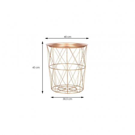 MASA ROTUNDA CU COS DEPOZITARE, METALICA, AURIU ROZ, 30.5/40X45 CM, LOFT, SPRINGOS [1]