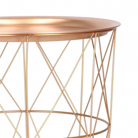 MASA ROTUNDA CU COS DEPOZITARE, METALICA, AURIU ROZ, 30.5/40X45 CM, LOFT, SPRINGOS [5]