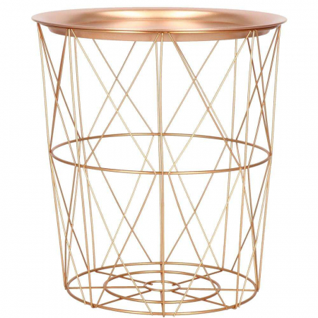 MASA ROTUNDA CU COS DEPOZITARE, METALICA, AURIU ROZ, 30.5/40X45 CM, LOFT, SPRINGOS [3]