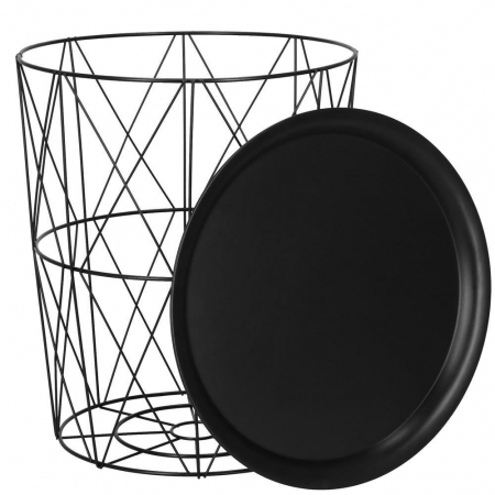 MASA ROTUNDA CU COS DEPOZITARE, METALICA, NEGRU, 26.5/35X40 CM, LOFT, SPRINGOS [2]