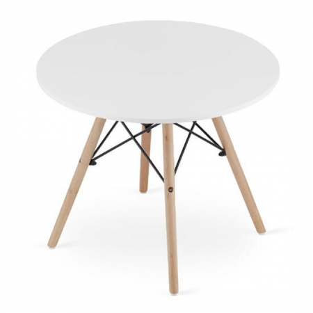 Mese - MASA STIL SCANDINAV, ARTOOL, ROTUND, MDF SI LEMN, ALB, 60X50 CM