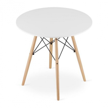Mese - MASA STIL SCANDINAV, ARTOOL, ROTUND, MDF SI LEMN, ALB, 80X72 CM