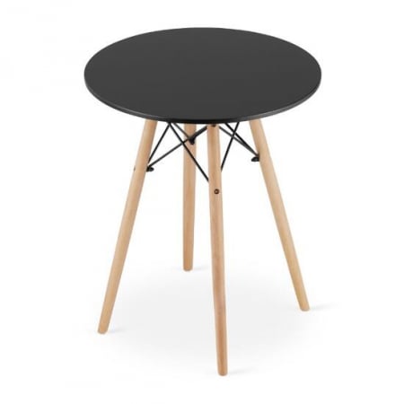 Mese - MASA STIL SCANDINAV, ARTOOL, ROTUND, MDF SI LEMN, NEGRU, 60X72 CM