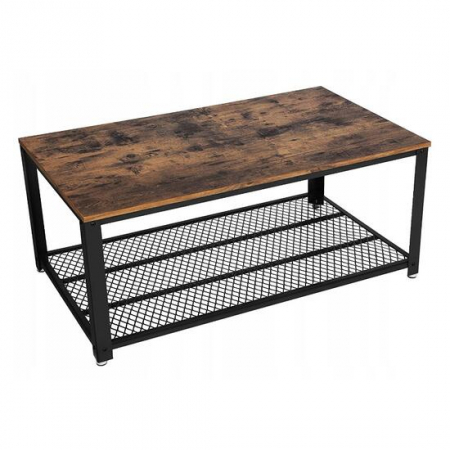 Masute cafea - MASUTA CAFEA, VASAGLE, CU RAFT DEPOZITARE, DREPTUNGHIULARA, PAL SI METAL, MARO RUSTIC, 106.2X60.2X45 CM