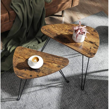 MASUTA CAFEA, VASAGLE, PAL SI OTEL, MARO RUSTIC, SET 2 MARIMI [1]
