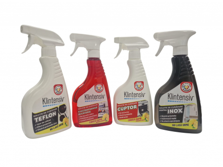 Articole menaj - spray Klintensiv teflon, curatare cuptor si inox