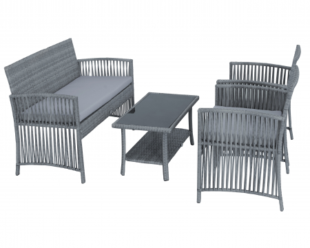 Amenajari Exterioare - Mobilier de grădină de terasă - masă, canapea, 2 fotolii