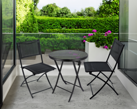 MOBILIER PLIABIL PENTRU BALCON, GRADINA, TERASA AZAY INTERIORS, 2 SCAUNE SI O MASA [1]