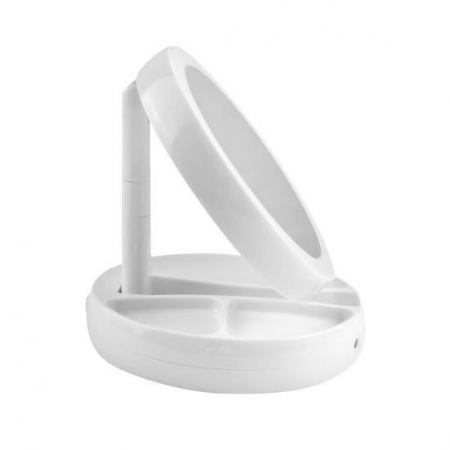 OGLINDA COSMETICA, CU LED, DUBLA, MARIRE 1X/10X, ALB, 4XAA, 16X29 CM, ISOTRADE [3]