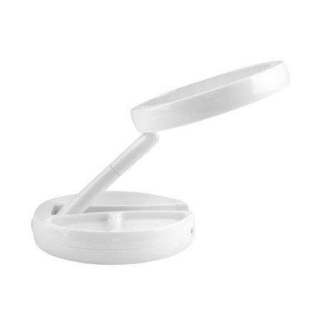 OGLINDA COSMETICA, CU LED, DUBLA, MARIRE 1X/10X, ALB, 4XAA, 16X29 CM, ISOTRADE [5]