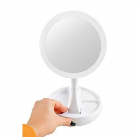 OGLINDA COSMETICA, CU LED, DUBLA, MARIRE 1X/10X, ALB, 4XAA, 16X29 CM, ISOTRADE [6]
