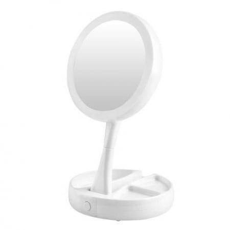 Living - OGLINDA COSMETICA, CU LED, DUBLA, MARIRE 1X/10X, ALB, 4XAA, 16X29 CM, ISOTRADE