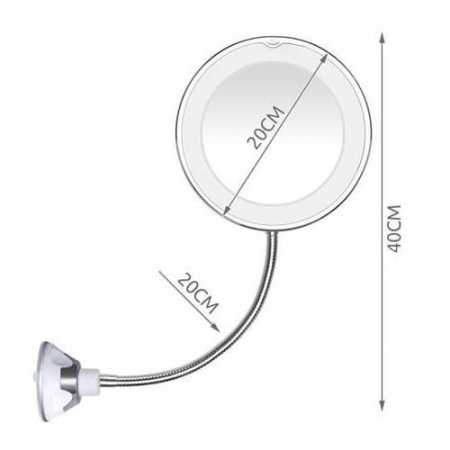 OGLINDA COSMETICA, CU LED, FLEXIBILA, PRINDERE VENTUZA, MARIRE X10, GRI, 3XAAA, 20 CM, ISOTRADE [1]