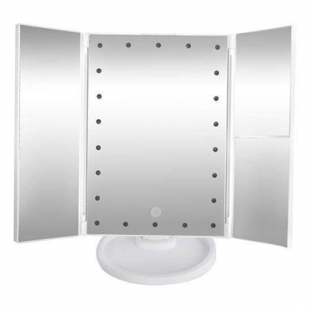 OGLINDA COSMETICA, CU LED, ROTATIVA, CU MARIRE IMAGINE 1X/2X/3X, ALB, 4XAA, USB, 18X11.5X28 CM, ISOTRADE [7]