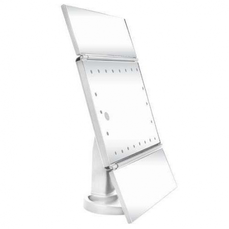 OGLINDA COSMETICA, CU LED, ROTATIVA, CU MARIRE IMAGINE 1X/2X/3X, ALB, 4XAA, USB, 18X11.5X28 CM, ISOTRADE [4]