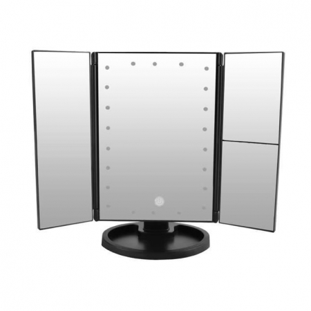 OGLINDA COSMETICA, CU LED, ROTATIVA, CU MARIRE IMAGINE 1X/2X/3X, NEGRU, 4XAA, USB, 34.5X9X28 CM, ISOTRADE [17]