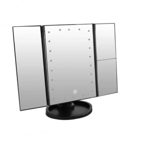 Living - OGLINDA COSMETICA, CU LED, ROTATIVA, CU MARIRE IMAGINE 1X/2X/3X, NEGRU, 4XAA, USB, 34.5X9X28 CM, ISOTRADE