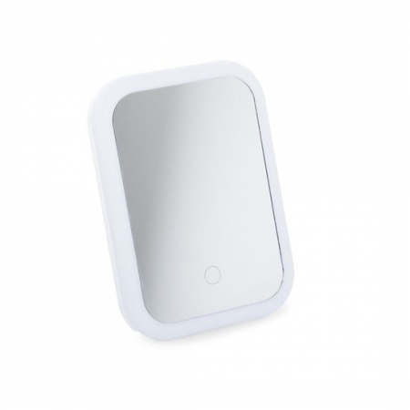 Oglinzi cosmetice - OGLINDA COSMETICA, VERK GROUP, CU LED, UNGHI REGLABIL, 3XAA, USB, ALBA, 15X7X20 CM