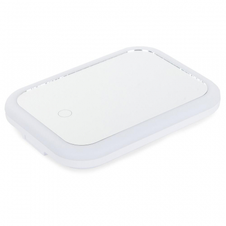 OGLINDA COSMETICA, VERK GROUP, CU LED, UNGHI REGLABIL, 3XAA, USB, ALBA, 15X7X20 CM [2]
