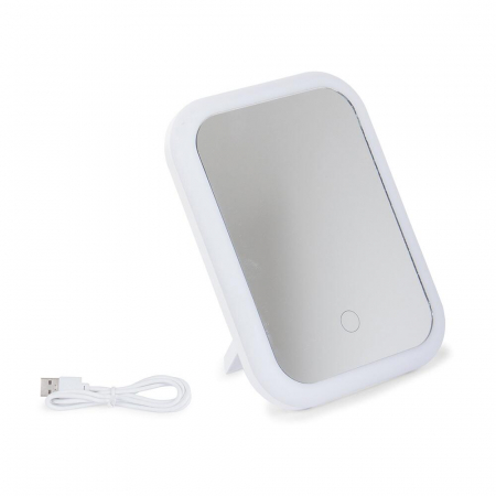 OGLINDA COSMETICA, VERK GROUP, CU LED, UNGHI REGLABIL, 3XAA, USB, ALBA, 15X7X20 CM [1]