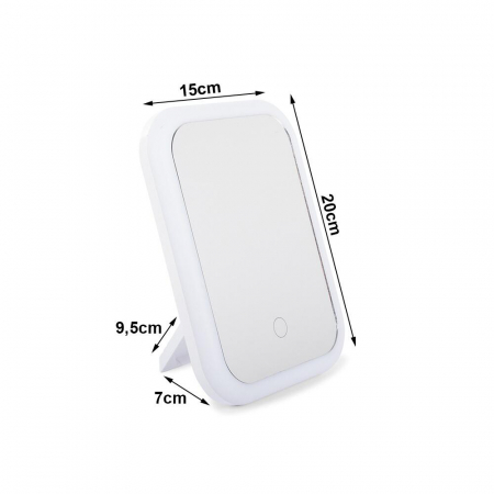OGLINDA COSMETICA, VERK GROUP, CU LED, UNGHI REGLABIL, 3XAA, USB, ALBA, 15X7X20 CM [8]