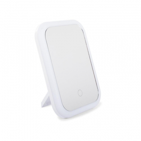 OGLINDA COSMETICA, VERK GROUP, CU LED, UNGHI REGLABIL, 3XAA, USB, ALBA, 15X7X20 CM [4]