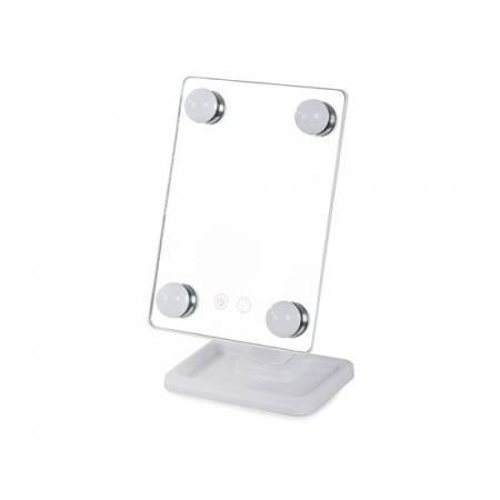 Oglinzi cosmetice - OGLINDA COSMETICA, VERK GROUP, CU LED, UNGHI REGLABIL, 4XAA, DIFERITE CULORI, 18.5X11X29.5 CM
