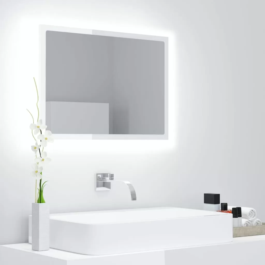 Oglinda baie - OGLINDA DE BAIE CU LED, ALB LUCIOS