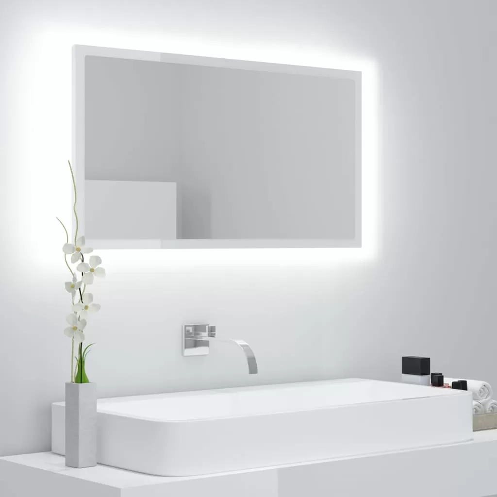 Oglinda baie - OGLINDA DE BAIE CU LED, ALB LUCIOS