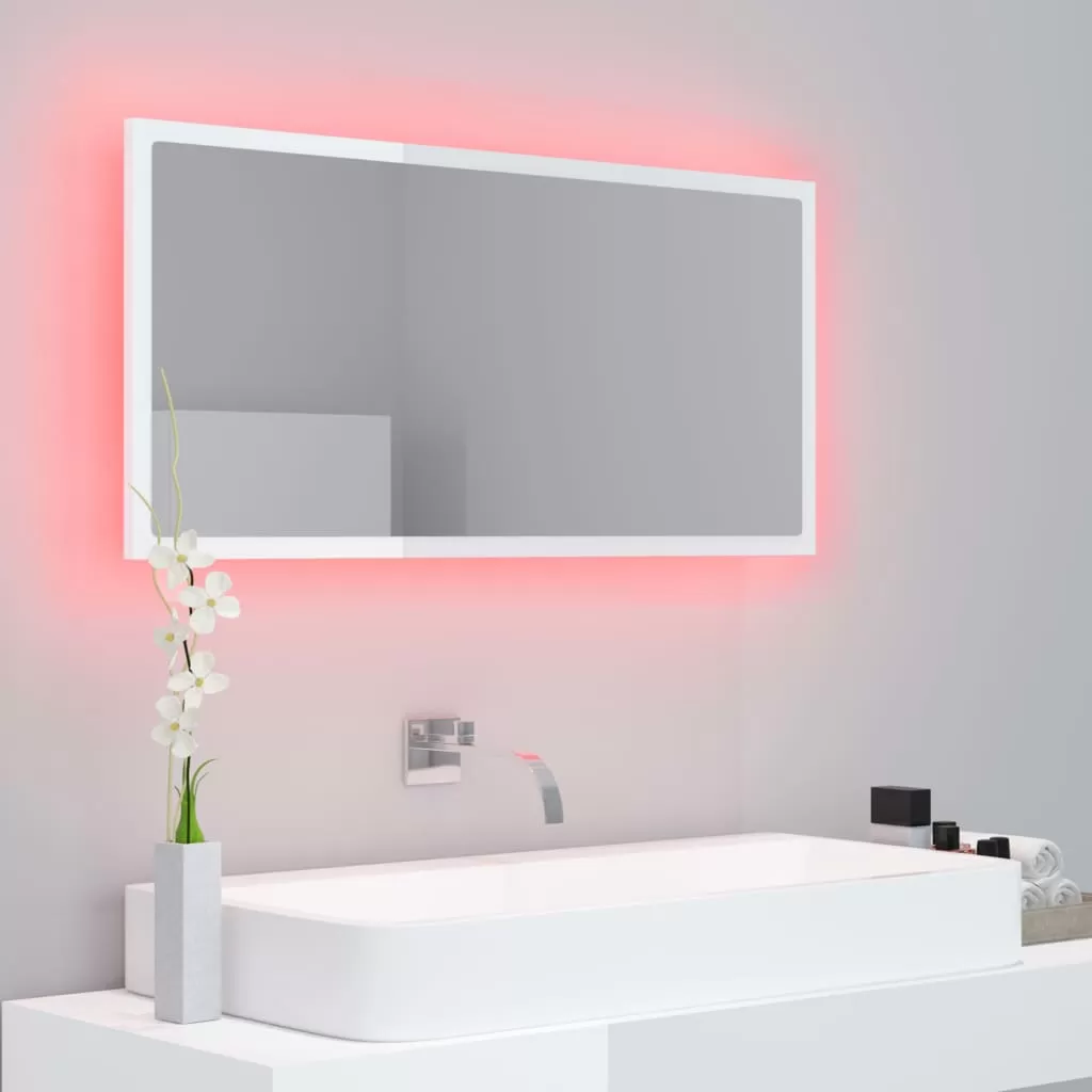 OGLINDA DE BAIE CU LED, ALB SI STEJAR SONOMA [2]