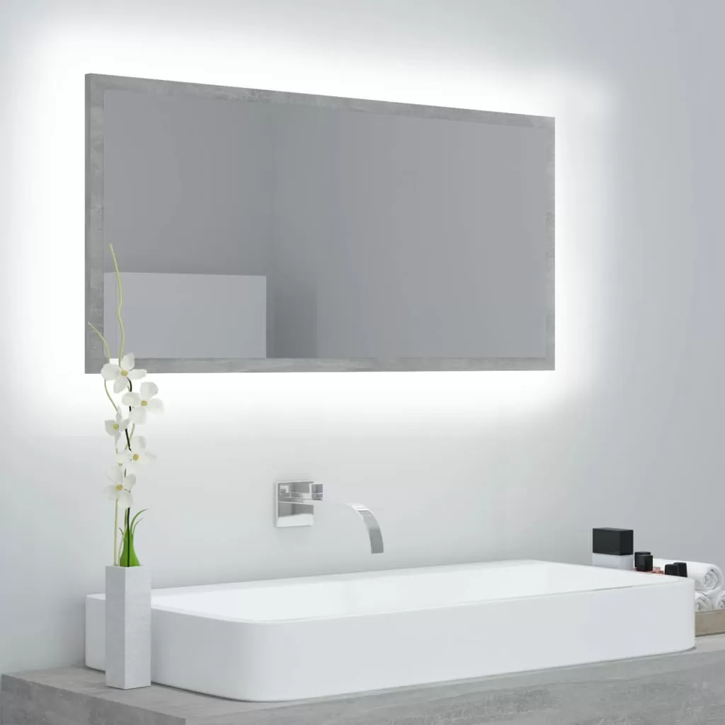 Oglinda baie - OGLINDA DE BAIE CU LED, GRI BETON