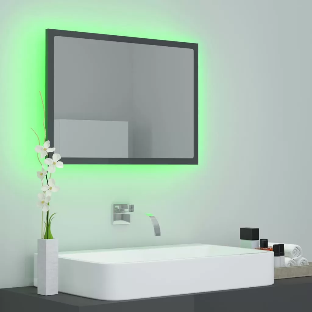 OGLINDA DE BAIE CU LED, GRI LUCIOS [3]