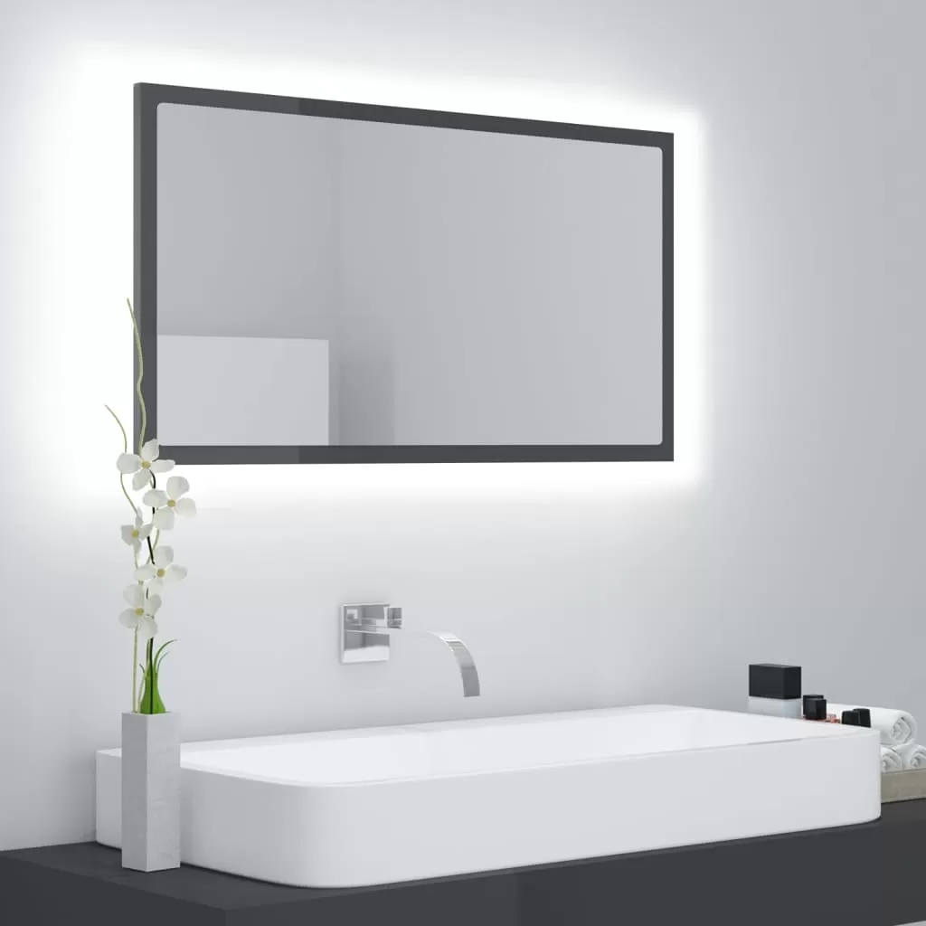 Oglinda baie - OGLINDA DE BAIE CU LED, GRI LUCIOS