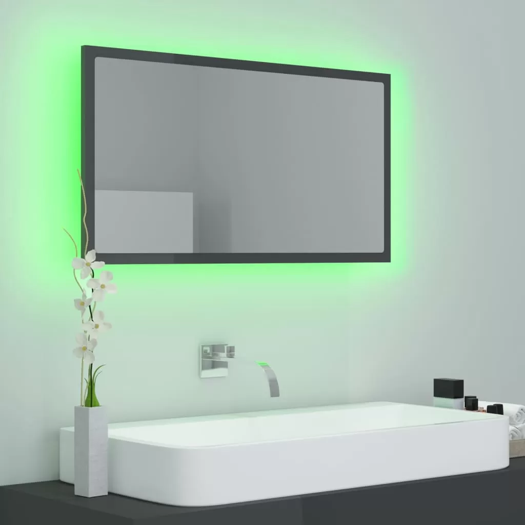 OGLINDA DE BAIE CU LED, GRI LUCIOS [3]