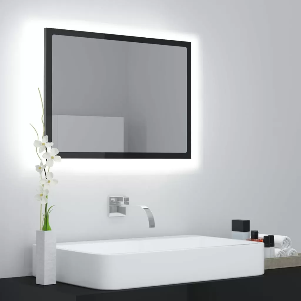 Oglinda baie - OGLINDA DE BAIE CU LED, GRI LUCIOS