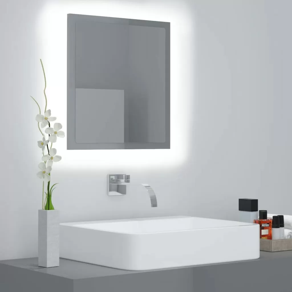 Oglinda baie - OGLINDA DE BAIE CU LED, GRI LUCIOS