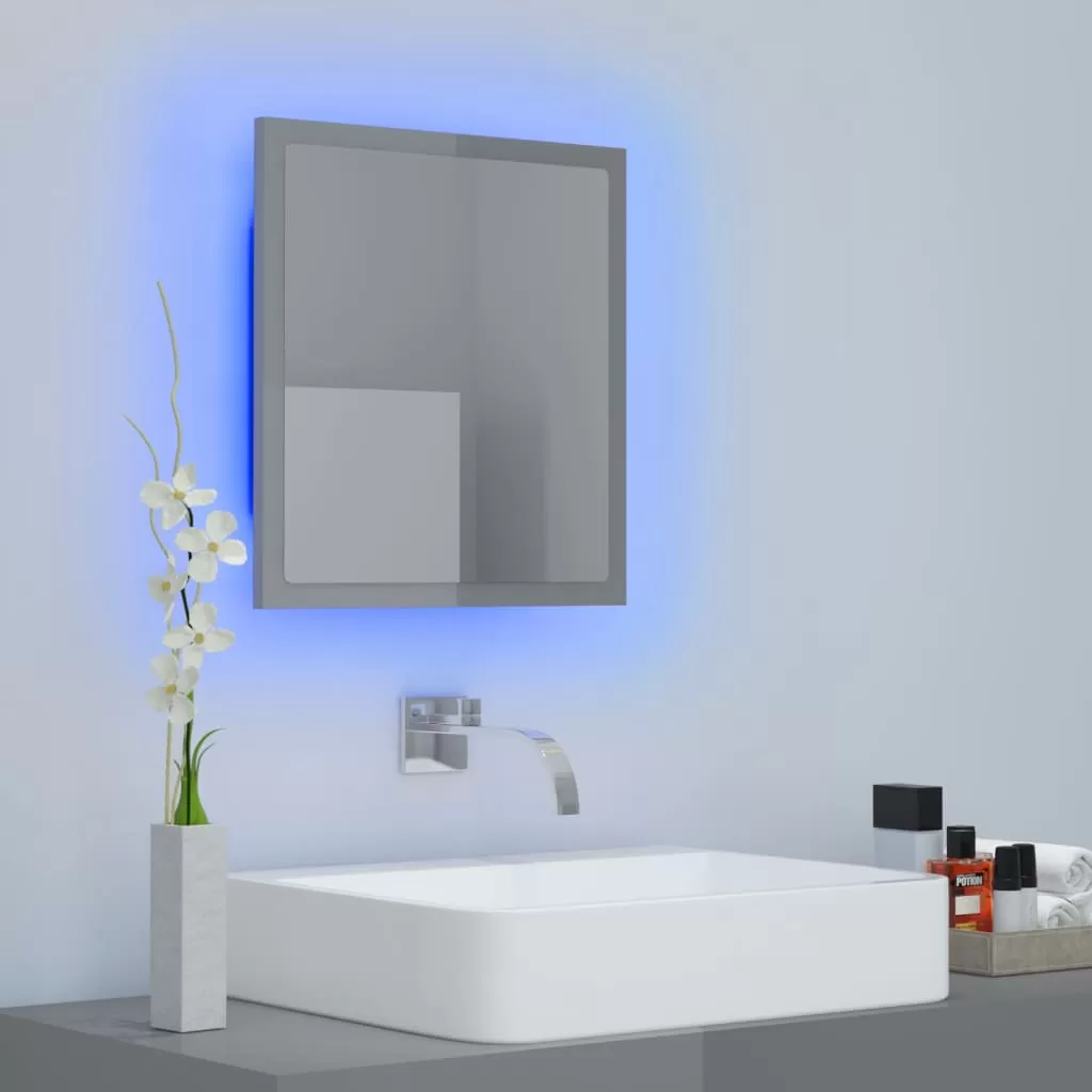 OGLINDA DE BAIE CU LED, GRI LUCIOS [3]