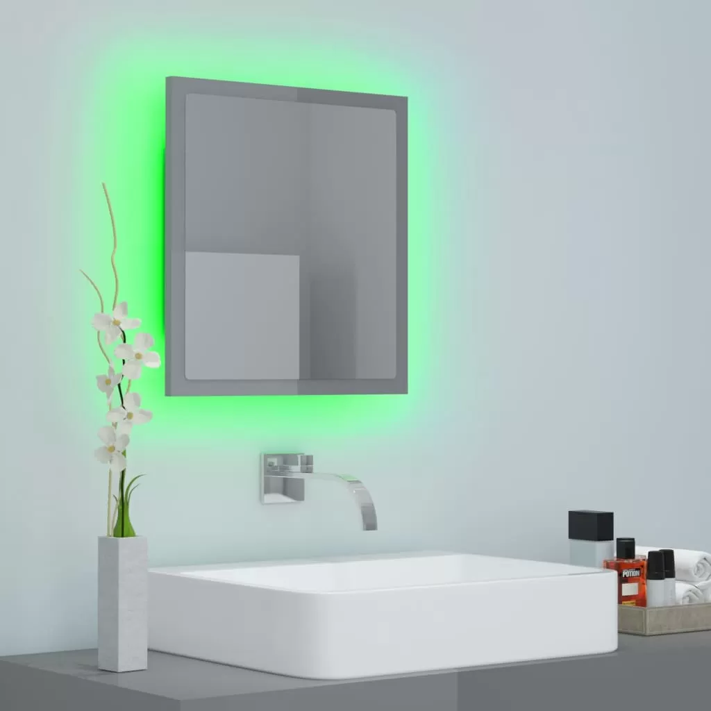 OGLINDA DE BAIE CU LED, GRI LUCIOS [2]