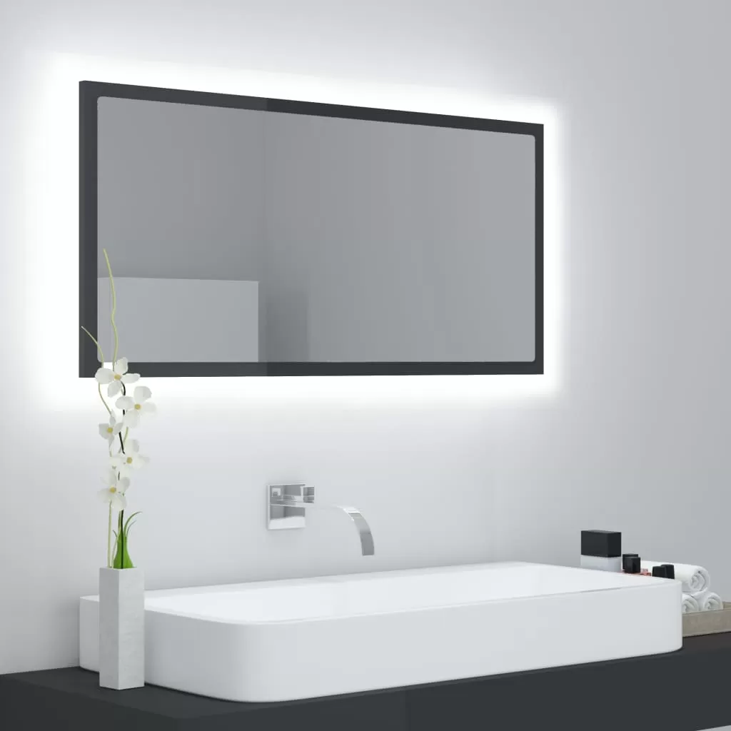 Oglinda baie - OGLINDA DE BAIE CU LED, NEGRU LUCIOS