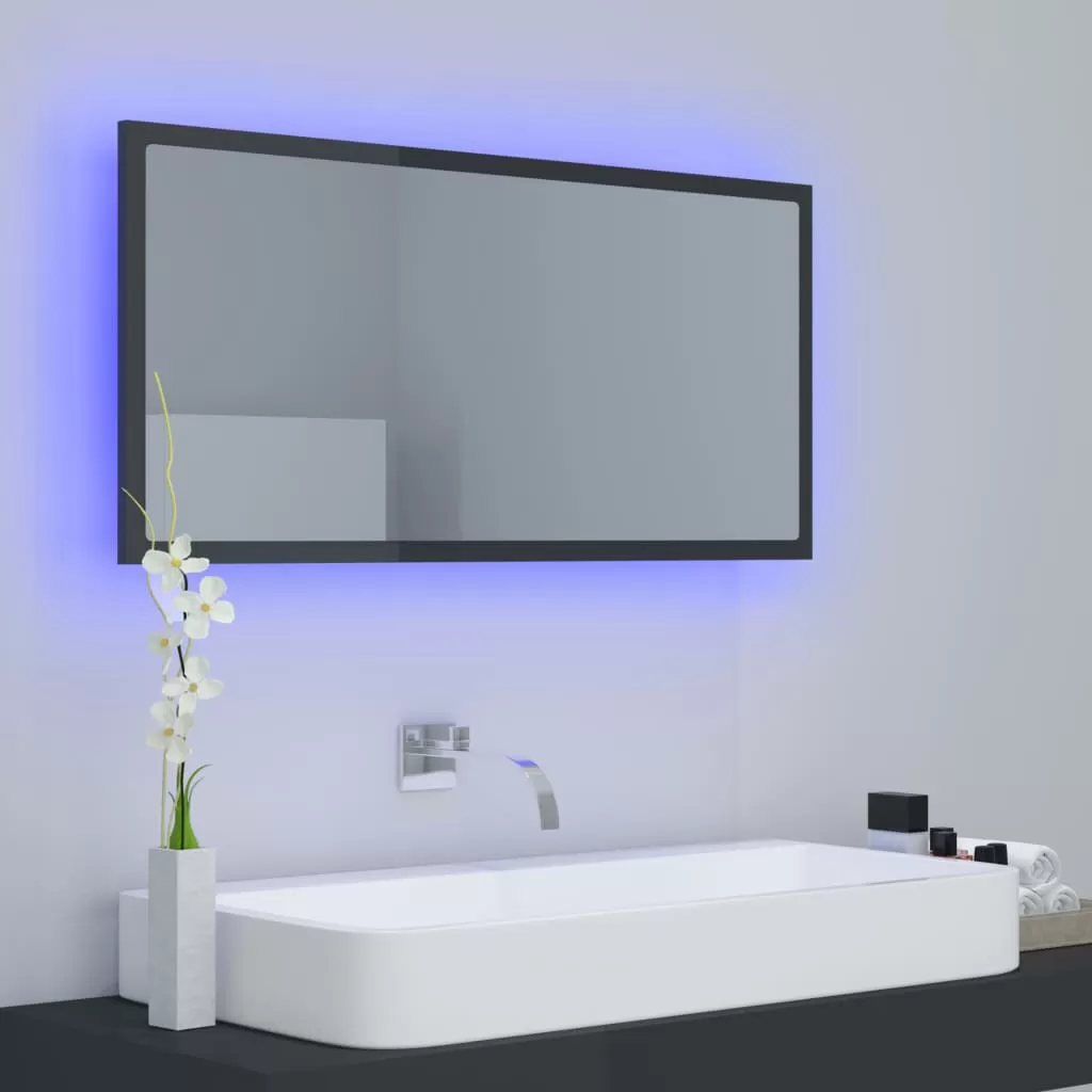 OGLINDA DE BAIE CU LED, NEGRU LUCIOS [4]