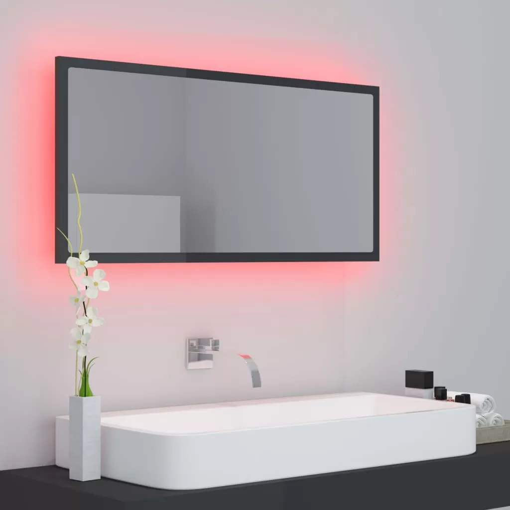 OGLINDA DE BAIE CU LED, NEGRU LUCIOS [2]