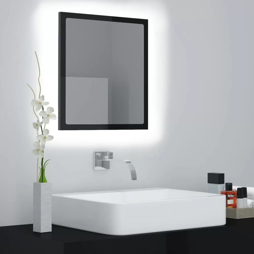 Oglinda baie - OGLINDA DE BAIE CU LED, NEGRU LUCIOS