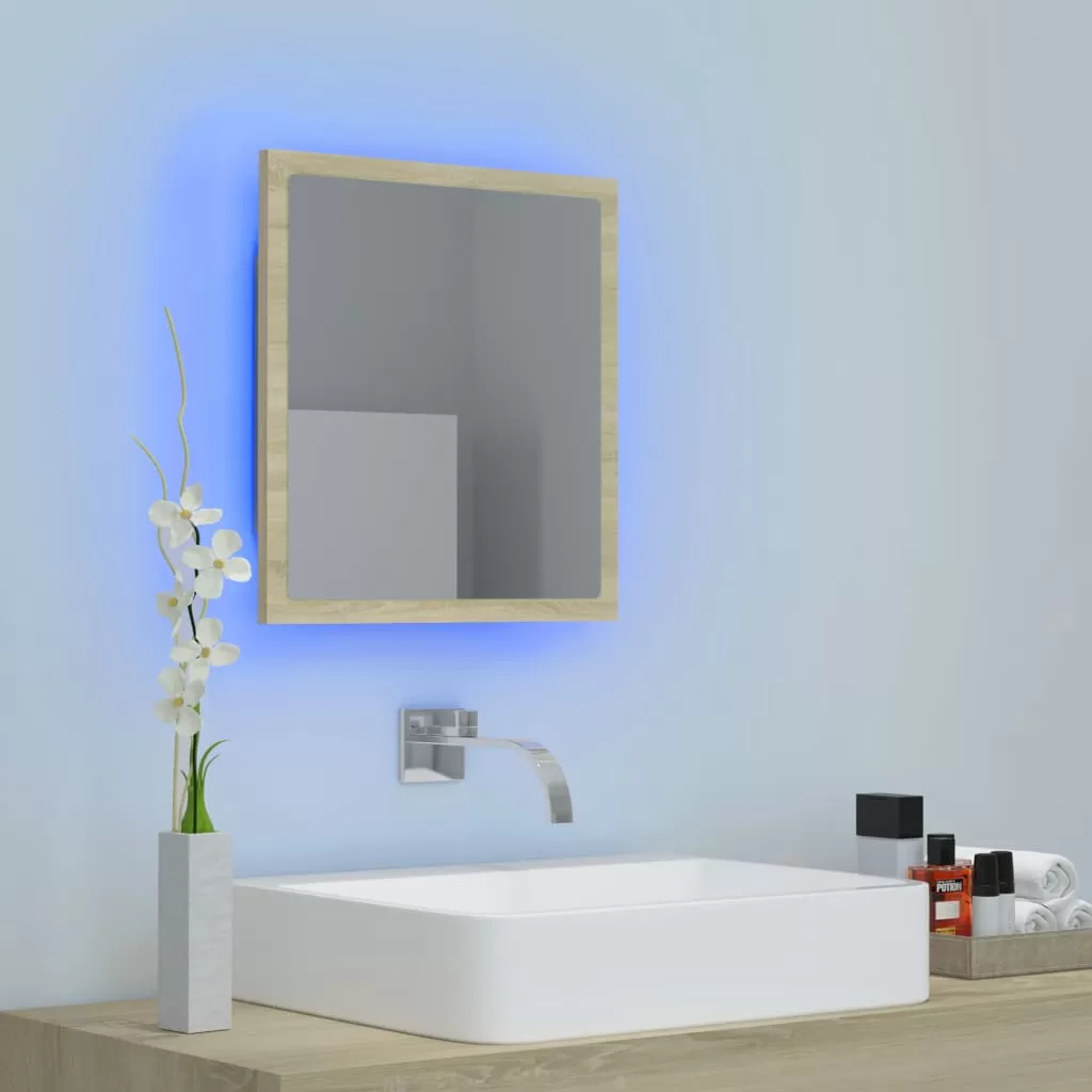 OGLINDA DE BAIE CU LED, STEJAR SONOMA [2]