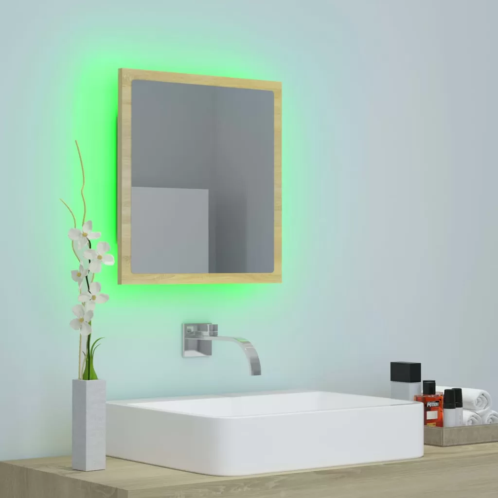 OGLINDA DE BAIE CU LED, STEJAR SONOMA [3]